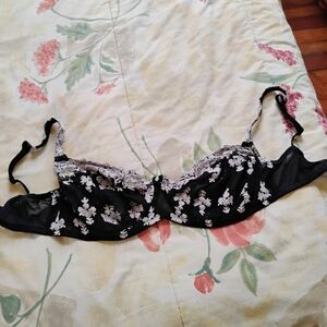 Elegant Black and White Lace Bra